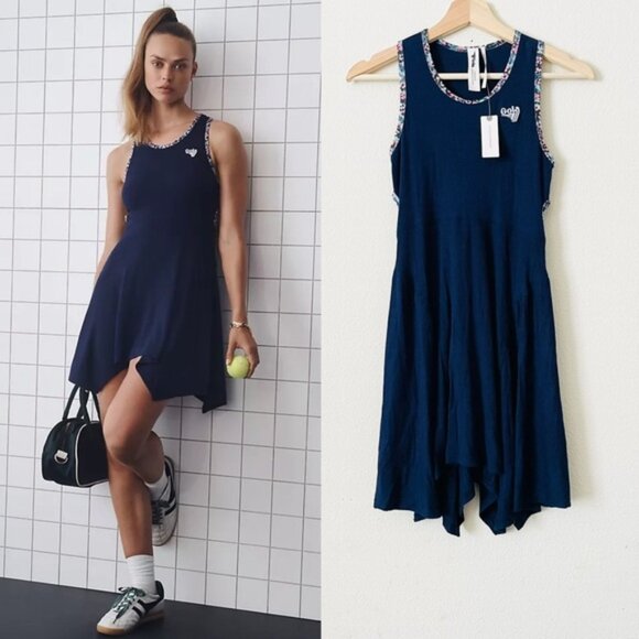 NWT Gola for Anthropologie SMALL Sun’s Out navy ribbed sleeveless mini dress - Picture 1 of 7